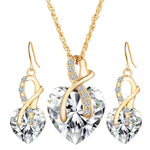 3-teilige Damen Herzförmiges Kristall Zirkon Ohrring-Halsketten-Schmuckset