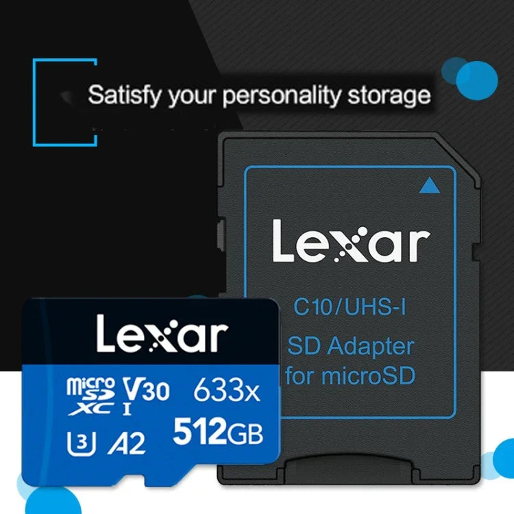 Lexar 633x 512GB Hochgeschwindigkeits-Flash-Speicherkarte für Sportkameras, Mobiltelefone, Auto-Fahrrekorder, 512GB