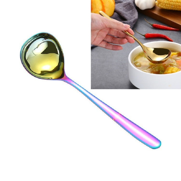 Saucenlöffel aus Edelstahl, kreativer Löffel mit großem Kopf und langem Griff, Gold, Roségold, Bunt, Schwarz