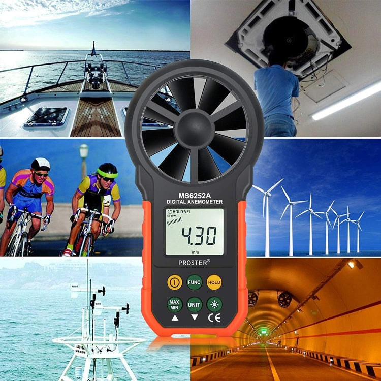 PEAKMETER hochpräzises Digitalanzeige Windgeschwindigkeit Luftvolumen Messgerät, MS6252A Windgeschwindigkeit, Luftvolumen, MS6252B Temperatur, Feuchtigkeit, USB