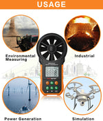 PEAKMETER hochpräzises Digitalanzeige Windgeschwindigkeit Luftvolumen Messgerät, MS6252A Windgeschwindigkeit, Luftvolumen, MS6252B Temperatur, Feuchtigkeit, USB