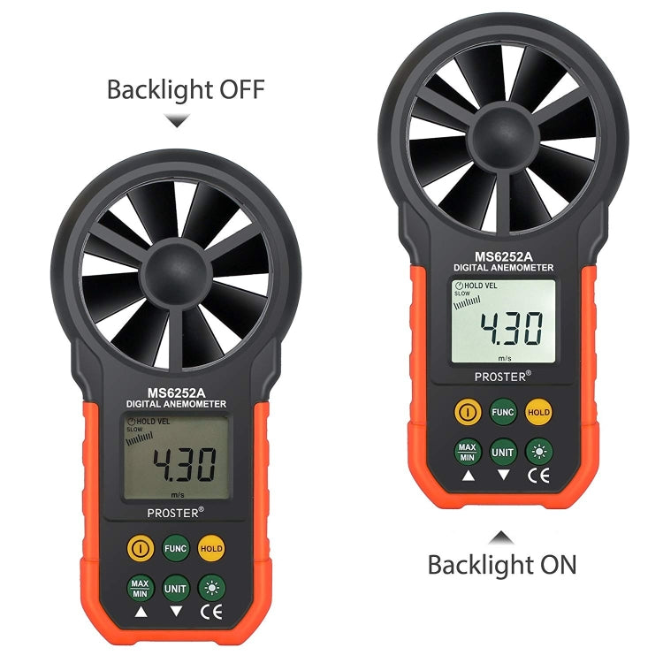 PEAKMETER hochpräzises Digitalanzeige Windgeschwindigkeit Luftvolumen Messgerät, MS6252A Windgeschwindigkeit, Luftvolumen, MS6252B Temperatur, Feuchtigkeit, USB