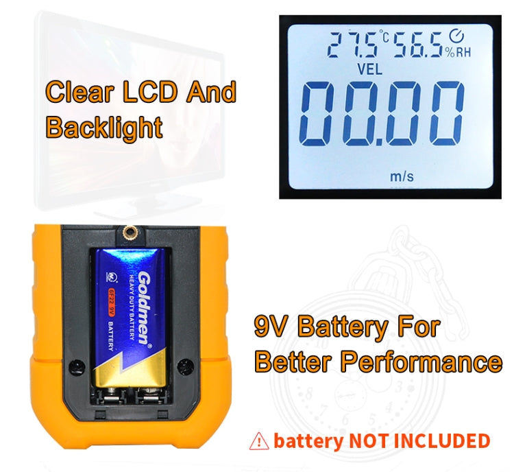 PEAKMETER hochpräzises Digitalanzeige Windgeschwindigkeit Luftvolumen Messgerät, MS6252A Windgeschwindigkeit, Luftvolumen, MS6252B Temperatur, Feuchtigkeit, USB