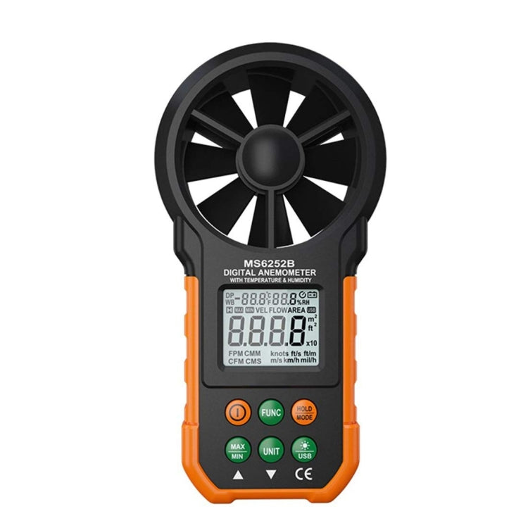 PEAKMETER hochpräzises Digitalanzeige Windgeschwindigkeit Luftvolumen Messgerät, MS6252A Windgeschwindigkeit, Luftvolumen, MS6252B Temperatur, Feuchtigkeit, USB