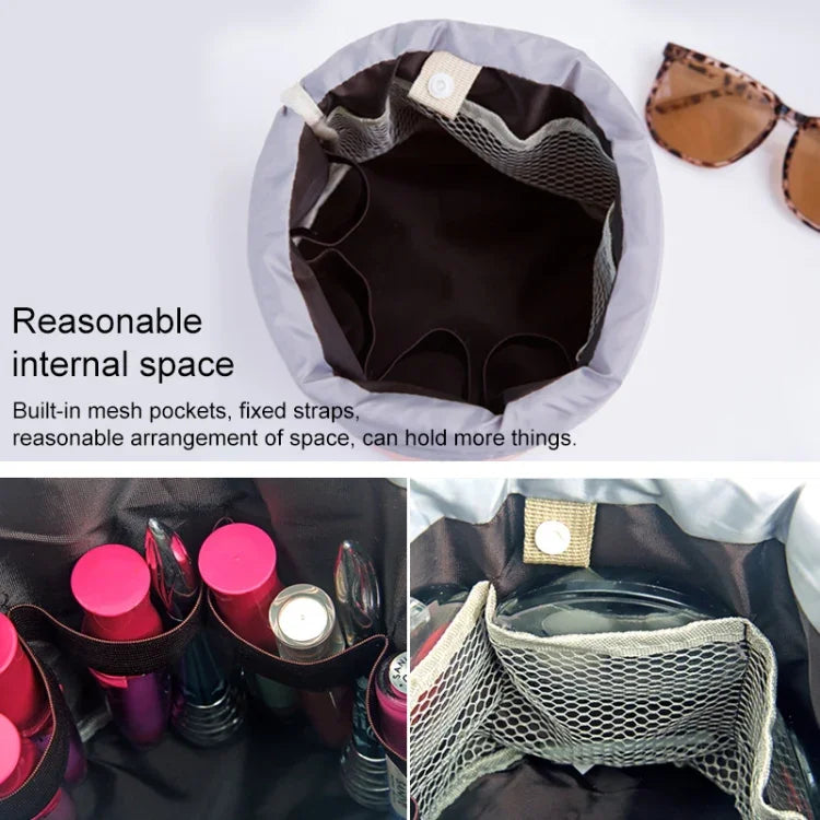 Kosmetiktasche mit großem Fassungsvermögen, Reise-Waschtasche, wasserdichte Aufbewahrungstasche für Outdoor-Aktivitäten, zylindrischer Waschbeutel