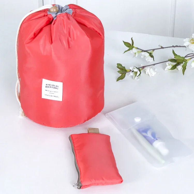 Kosmetiktasche mit großem Fassungsvermögen, Reise-Waschtasche, wasserdichte Aufbewahrungstasche für Outdoor-Aktivitäten, zylindrischer Waschbeutel