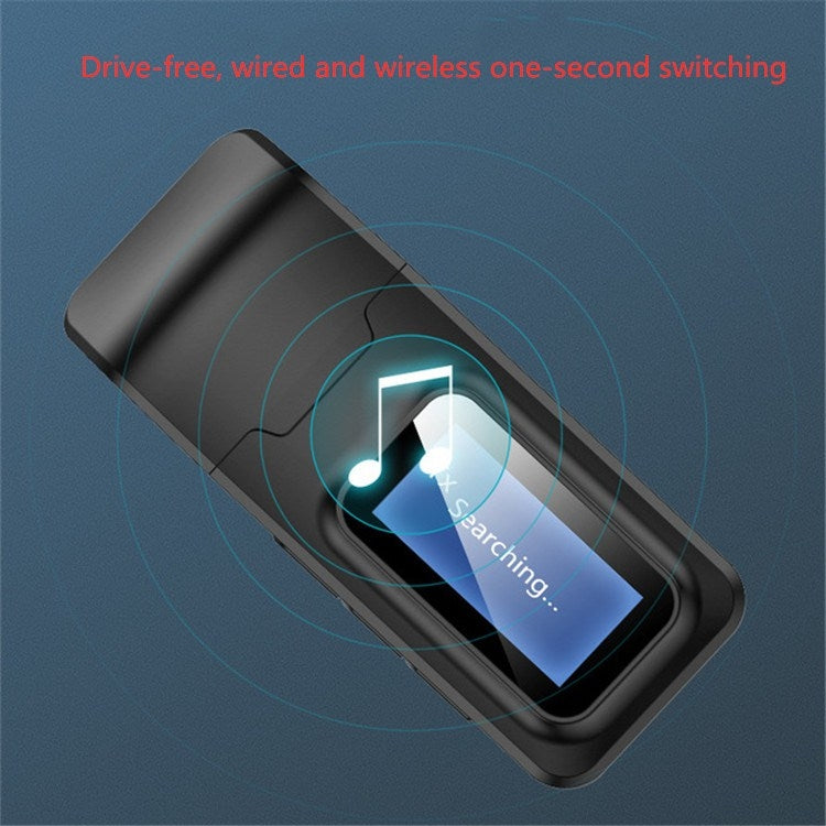 2-in-1 Bluetooth 5.0 Adapter USB Treiberloser Kabelloser Audio Sender Empfänger mit LCD-Anzeige
