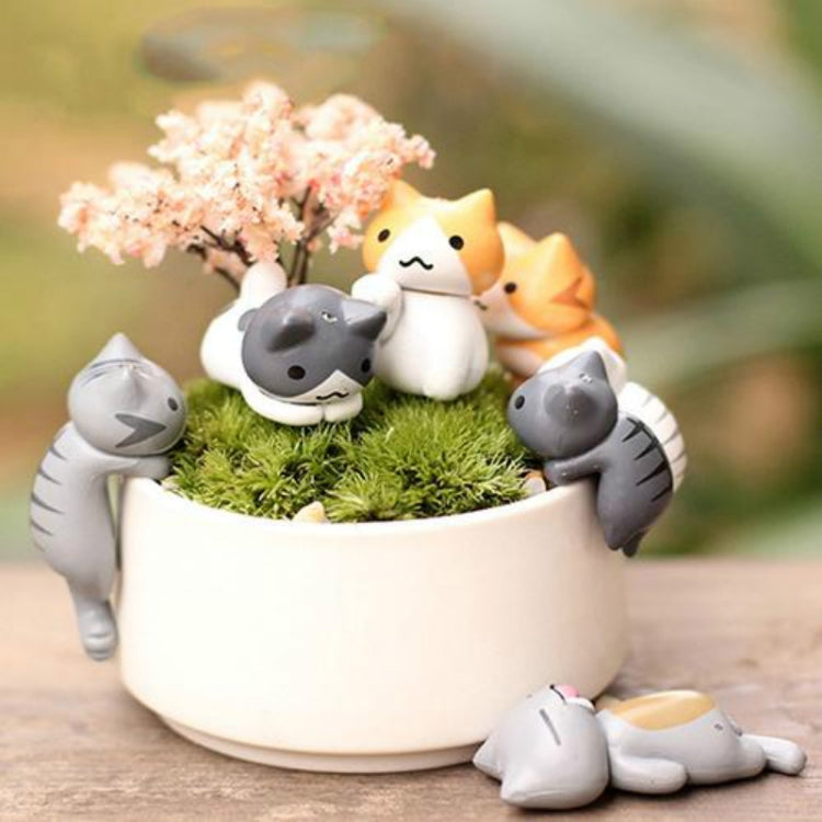 2 Sets Fleshy Blumentopf Moos Mikro Landschaft Puppe Nette Katze Dekoration Puppe Kuchen DIY Montage Ornamente, Puppe Nette Katze Dekoration