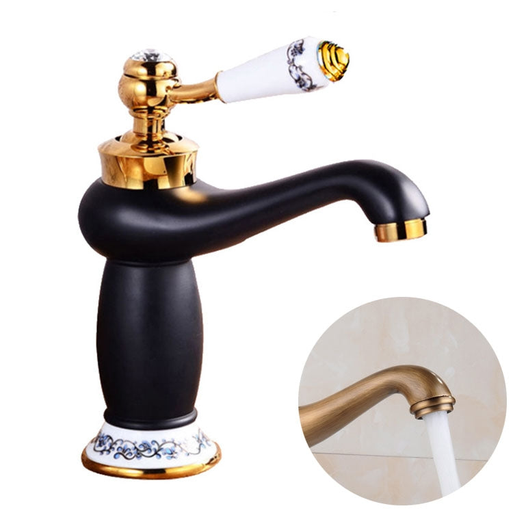 Kupfer Antik Heiß Kalt Doppel Blau Weiß Porzellan Wasserhahn, Schwarz, Antik, Platin, Schwarz Gold