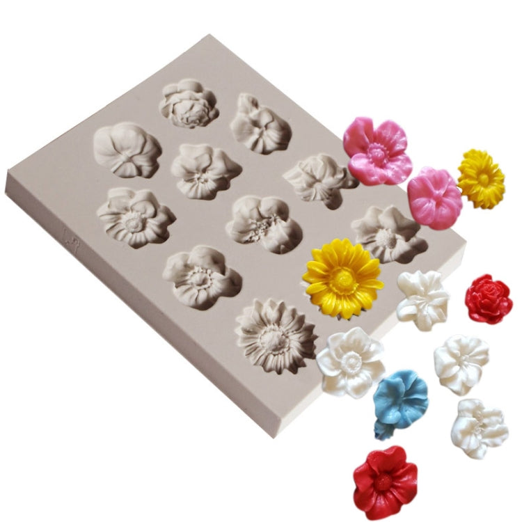 Fondant Kuchen Silikonform Schokoladenform DIY Trompetenblume Sonnenblume Backdekoration, Sonnenblumenform (Rosa), Sonnenblumenform (Grau)