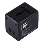Weltweit universeller Reiseadapter mit versteckbaren Steckern & eingebauten Dual-USB-Ladeports für US, UK, AU, EU