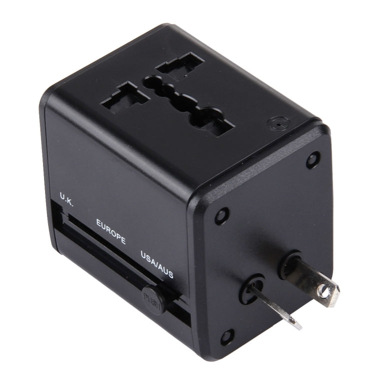 Weltweit universeller Reiseadapter mit versteckbaren Steckern & eingebauten Dual-USB-Ladeports für US, UK, AU, EU