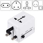 Weltweit universeller Reiseadapter mit versteckbaren Steckern & eingebauten Dual-USB-Ladeports für US, UK, AU, EU