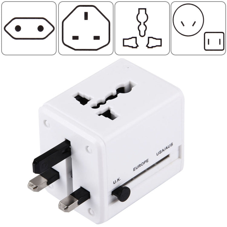 Weltweit universeller Reiseadapter mit versteckbaren Steckern & eingebauten Dual-USB-Ladeports für US, UK, AU, EU
