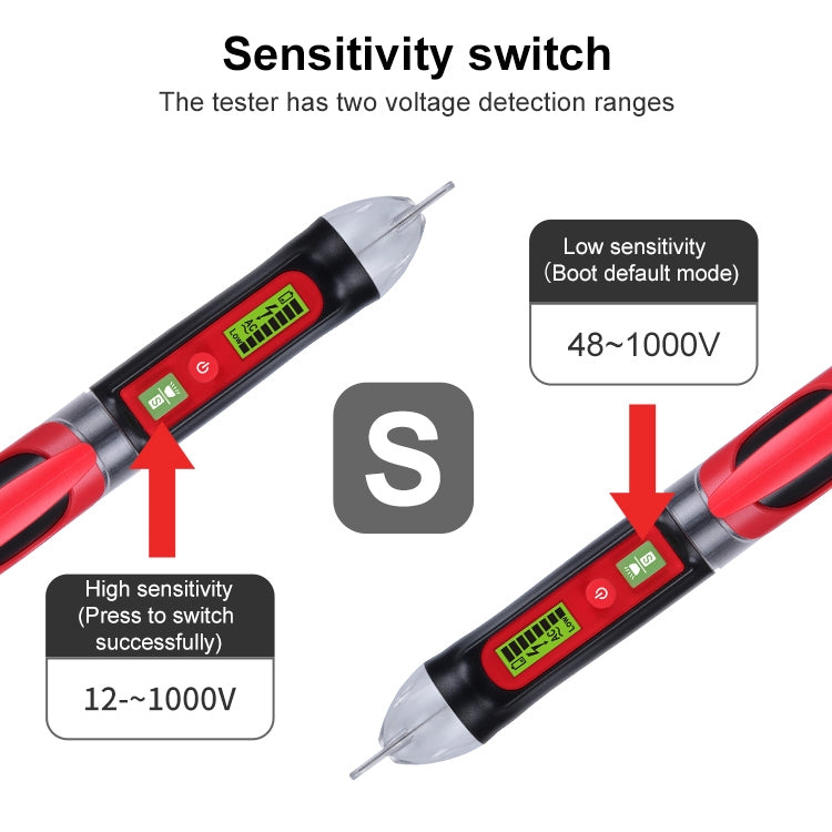 WINTACT WT3010 LED Wechselspannungsprüfer Berührungsloser Detektor Stift 12-1000V Wechselspannungsdetektor, WINTACT WT3010