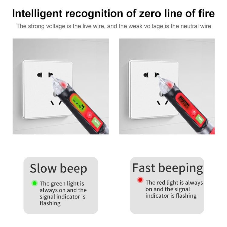 WINTACT WT3010 LED Wechselspannungsprüfer Berührungsloser Detektor Stift 12-1000V Wechselspannungsdetektor, WINTACT WT3010