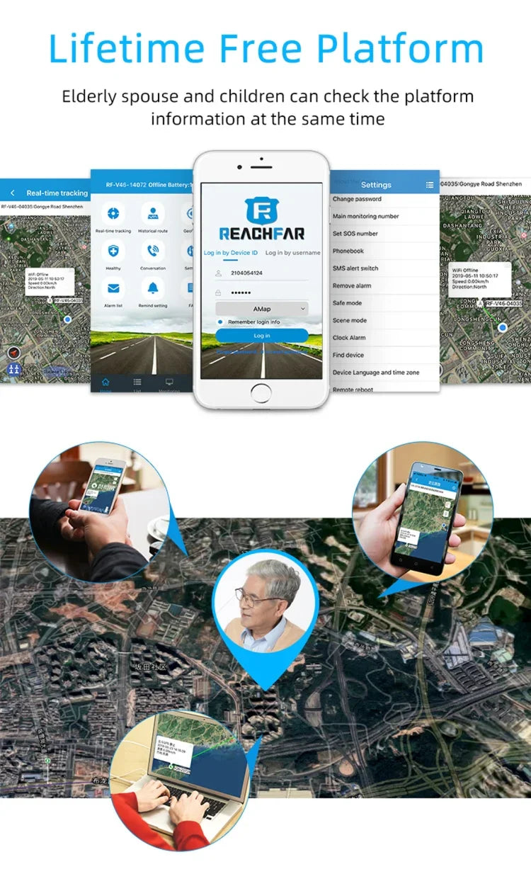 REACHFAR RF-V46-B GPS Smart Tracker Armband, unterstützt SOS / Kamera / Gesundheitsmanagement / 4G LTE / Blutdruck / Herzfrequenz, für Nordamerika / Südamerika, RF-V46-B