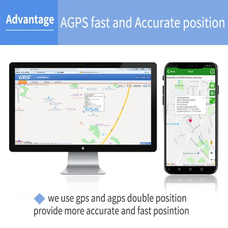 TK202A 2G Auto-LKW-Fahrzeugortungs-GSM-GPRS-GPS-Tracker mit AGPS-Unterstützung, Batteriekapazität: 6500 MA, 2G 6500 mAh
