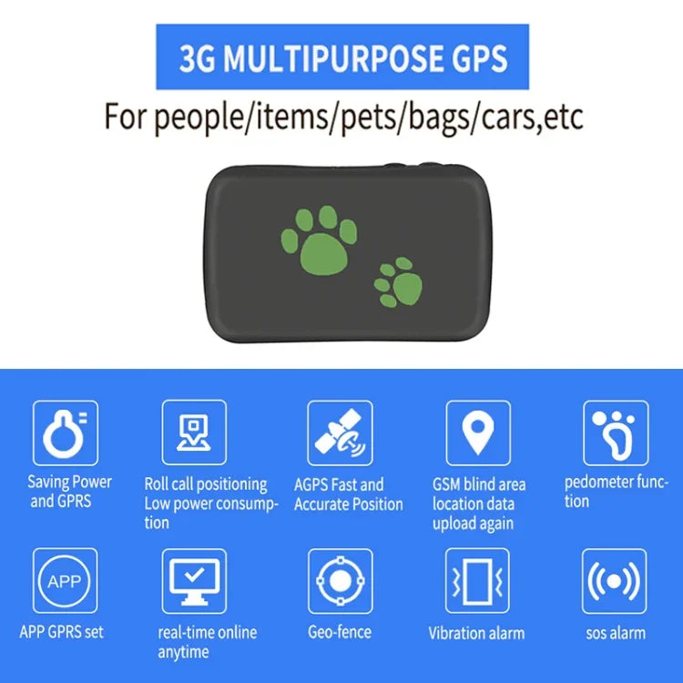 TK203 4G GPS / GPRS / GSM Personen- / Waren- / Haustier- / Taschenortungsgerät mit Echtzeit-Tracking-Funktion für Haustierhalsbänder, TK203