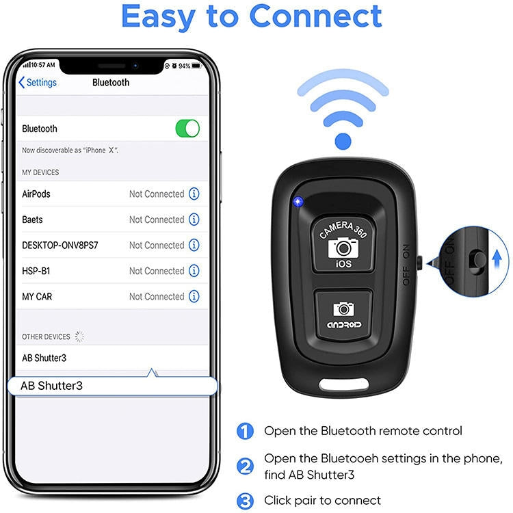 Doppeltaste Bluetooth Fernbedienung Kamera-Auslöser Selbstauslöser
