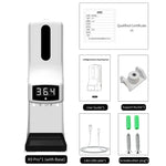 K9 Pro Berührungsloses, Freisprech-Thermomenter mit lichtempfindlichem Abstandssensor + 1000ml Automatischer Berührungsloser Flüssigseifenspender mit Standfuß, K9 Pro