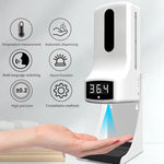 K9 Pro Berührungsloses, Freisprech-Thermomenter mit lichtempfindlichem Abstandssensor + 1000ml Automatischer Berührungsloser Flüssigseifenspender mit Standfuß, K9 Pro