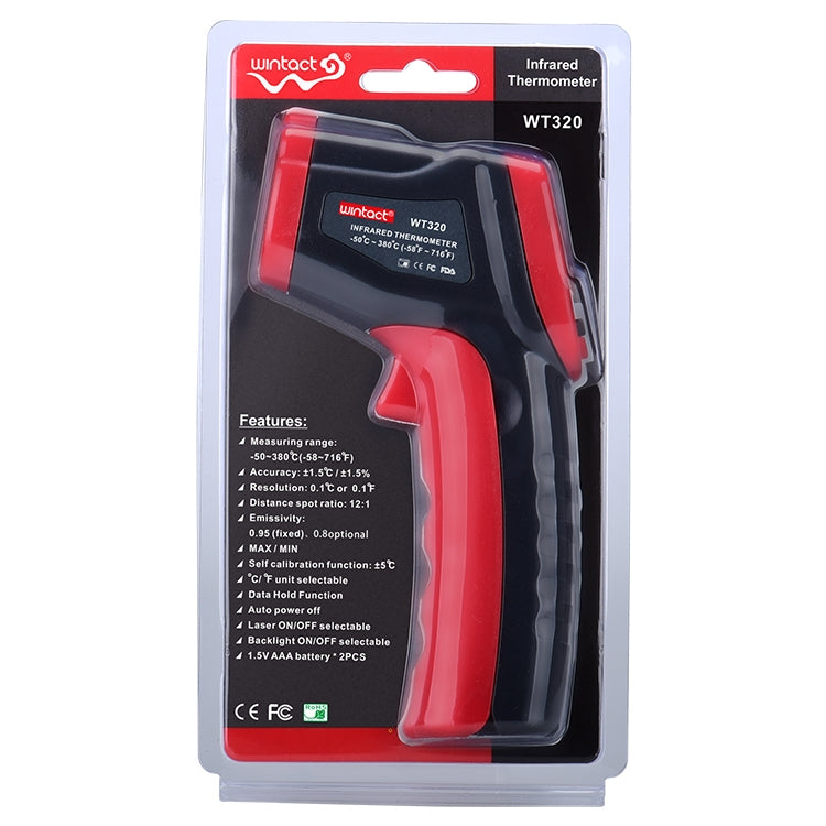 Wintact WT320 -50 Grad C~380 Grad C Handheld Tragbares Outdoor Berührungsloses Digitales Infrarot-Thermometer, WT320