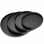 Rundes, kreatives Teetablett aus Massivholz, ideal für Hotels, Durchmesser: 27 cm, Schwarz