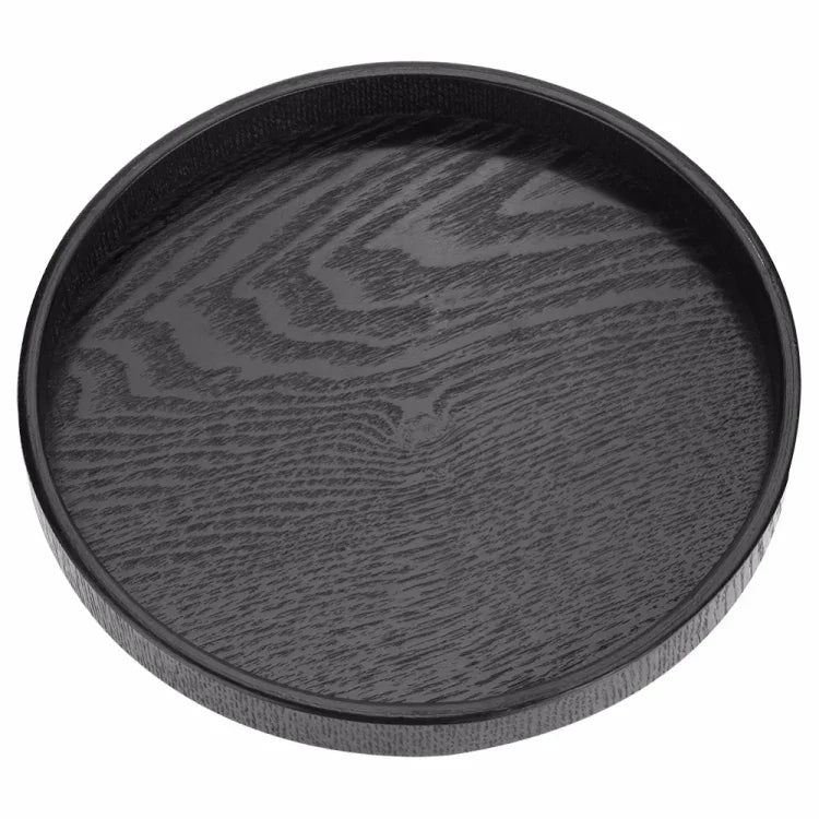 Rundes, kreatives Teetablett aus Massivholz, ideal für Hotels, Durchmesser: 30 cm, Schwarz