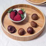 Rundes, kreatives Teetablett aus Massivholz, ideal für Hotels, Durchmesser: 37,5 cm, Holzfarbe: Holzfarbe