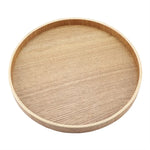 Rundes, kreatives Teetablett aus Massivholz, ideal für Hotels, Durchmesser: 37,5 cm, Holzfarbe: Holzfarbe