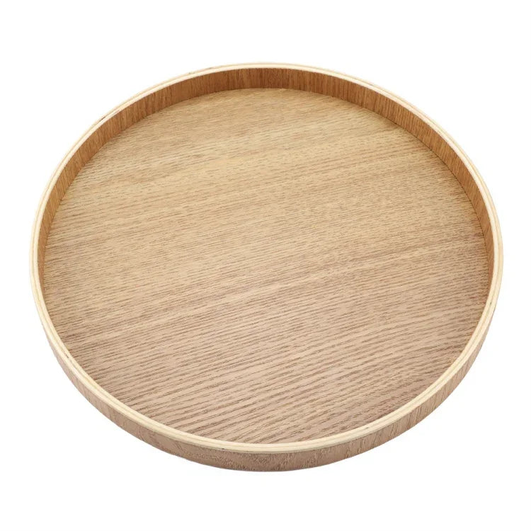 Rundes, kreatives Teetablett aus Massivholz, ideal für Hotels, Durchmesser: 37,5 cm, Holzfarbe: Holzfarbe