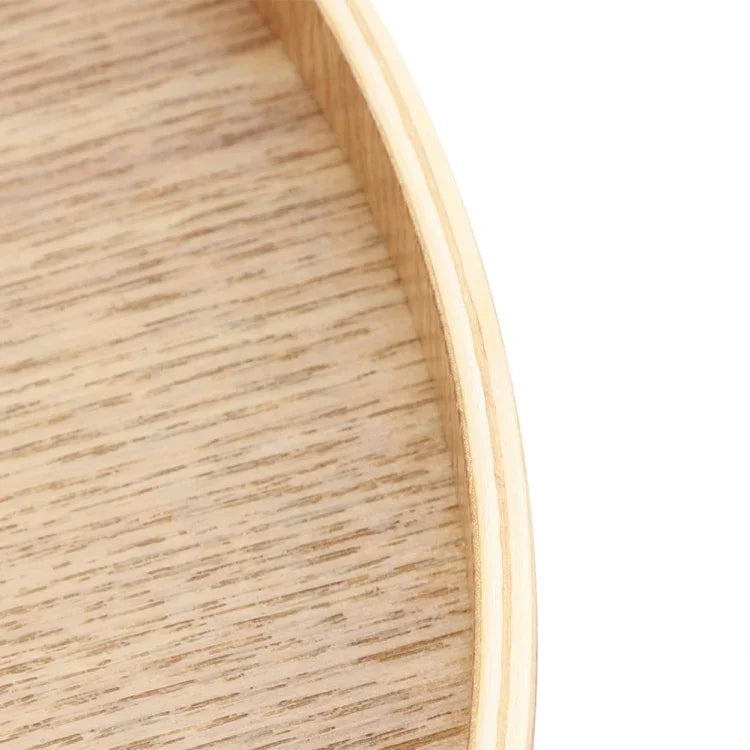 Rundes, kreatives Teetablett aus Massivholz, ideal für Hotels, Durchmesser: 37,5 cm, Holzfarbe: Holzfarbe