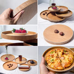 Rundes, kreatives Teetablett aus Massivholz, ideal für Hotels, Durchmesser: 37,5 cm, Holzfarbe: Holzfarbe