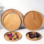 Rundes, kreatives Teetablett aus Massivholz, ideal für Hotels, Durchmesser: 37,5 cm, Holzfarbe: Holzfarbe