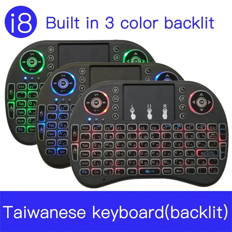 Unterstützte Sprache: Taiwanesisch i8 Air Mouse Kabellose Tastatur mit Hintergrundbeleuchtung und Touchpad für Android TV Box, Smart TV, PC, Tablet, Xbox 360, PS3 und HTPC/IPTV, Taiwanesisch