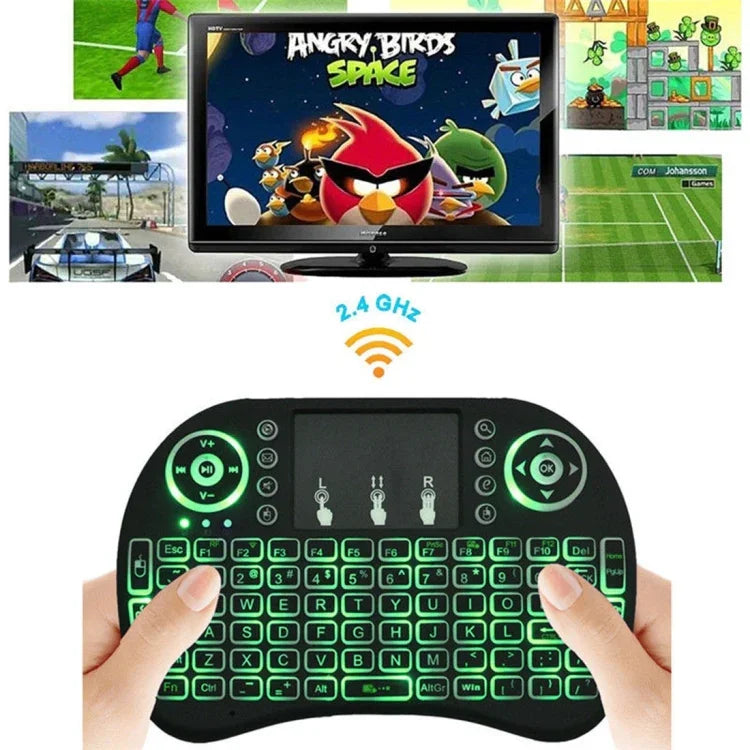 Unterstützte Sprache: Englisch i8 Air Mouse Kabellose Tastatur mit Hintergrundbeleuchtung und Touchpad für Android TV Box, Smart TV, PC, Tablet, Xbox 360, PS3 und HTPC/IPTV, Englisch