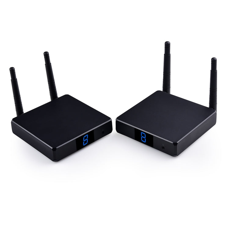 Measy FHD686 Full HD 1080P 3D 5-5.8GHz Wireless-HDMI-Sender (Sender + Empfänger) mit Display, unterstützt Infrarot-Fernbedienung und kabellose Bildschirmspiegelungsfunktion, Übertragungsentfernung: 200 m, FHD686 mit Display