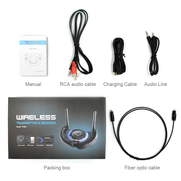 TX800 Optische Faser Bluetooth 5.0 Sender Empfänger Audio Adapter mit Dual-Antennen & OLED-Anzeige