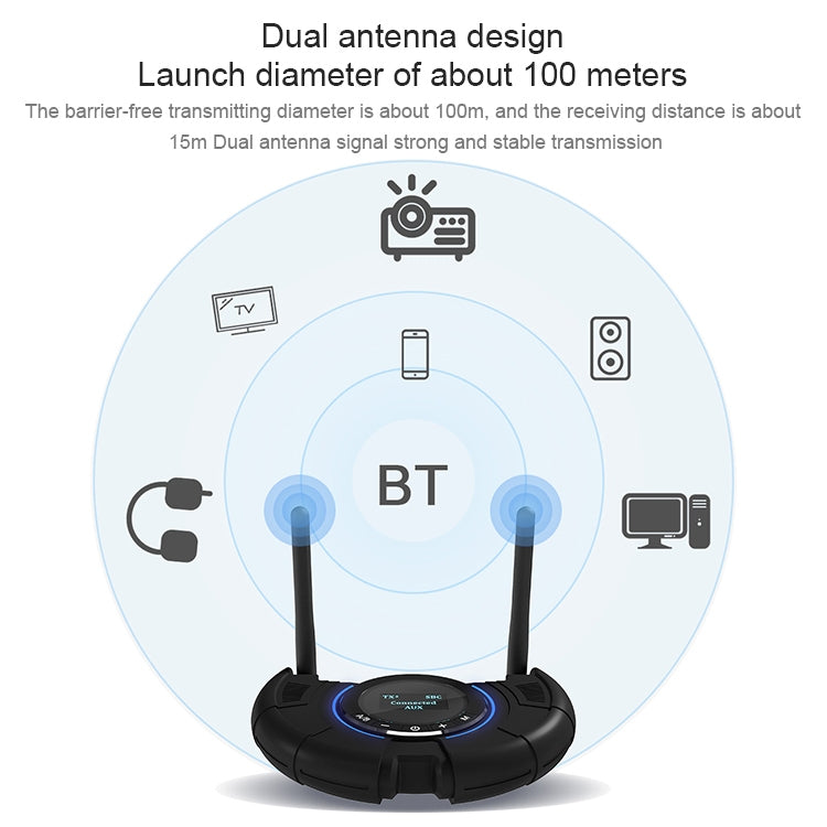TX800 Optische Faser Bluetooth 5.0 Sender Empfänger Audio Adapter mit Dual-Antennen & OLED-Anzeige