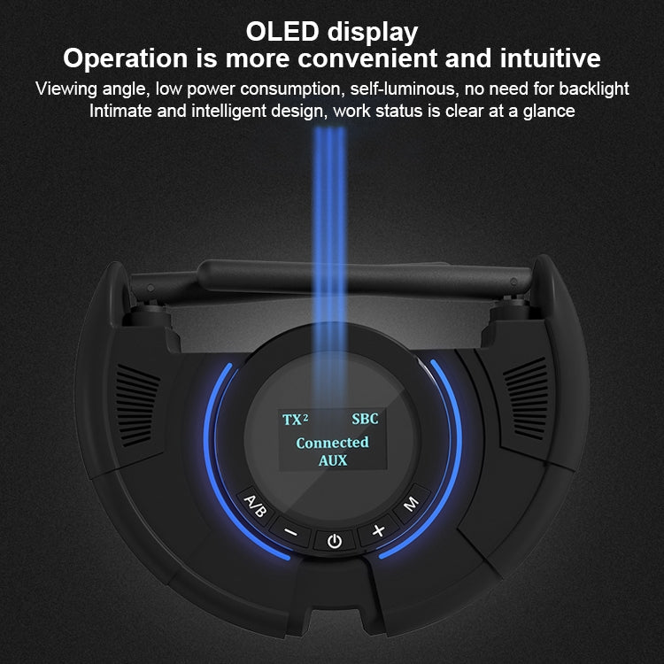 TX800 Optische Faser Bluetooth 5.0 Sender Empfänger Audio Adapter mit Dual-Antennen & OLED-Anzeige