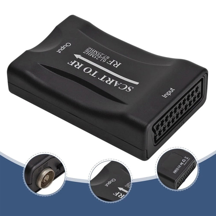 SCART zu HF Video Konverter, unterstützt HF 67.25MHz, 61.25MHz, SCART zu HF