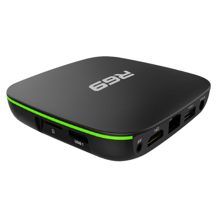 R69 1080P HD Smart TV BOX Android 4.4 Mediaplayer mit Fernbedienung, Quad-Core Allwinner H3, RAM: 1GB, ROM: 8GB, 2.4G WiFi, LAN, EU-Stecker, 1GB+8GB