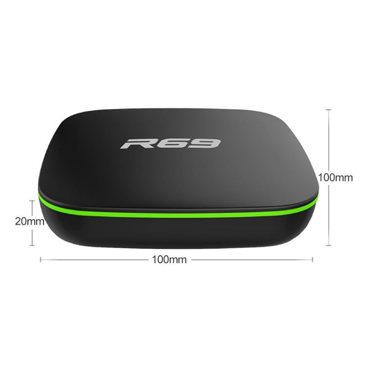 R69 1080P HD Smart TV BOX Android 4.4 Mediaplayer mit Fernbedienung, Quad-Core Allwinner H3, RAM: 1GB, ROM: 8GB, 2.4G WiFi, LAN, EU-Stecker, 1GB+8GB