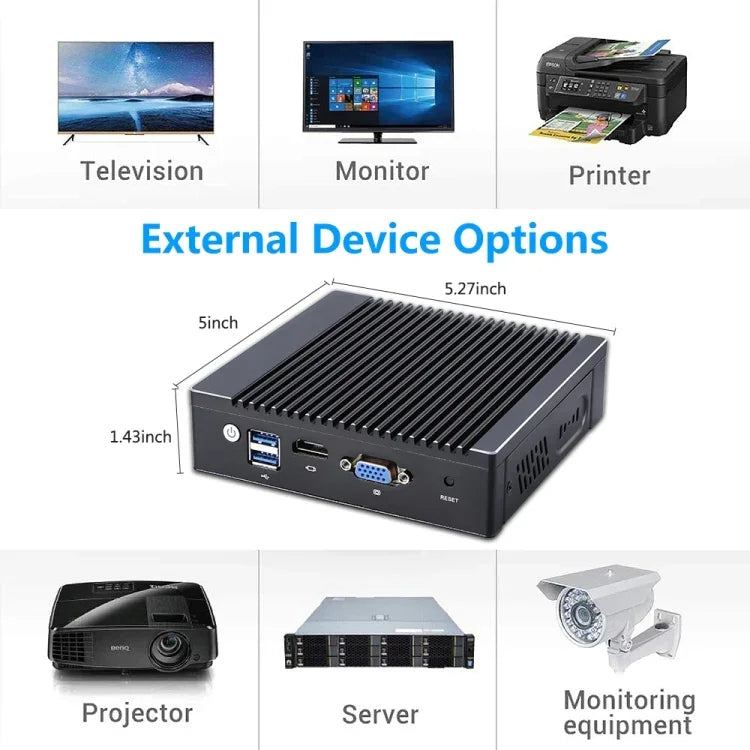 K660G4 Windows- und Linux-System-Mini-PC, Intel Celeron Prozessor N2840 Quad-Core 2 MB Cache, 1,83 GHz, bis zu 2,25 GHz, 8 GB RAM + 128 GB SSD, US-Stecker, AU-Stecker, EU-Stecker, UK-Stecker, US-Stecker