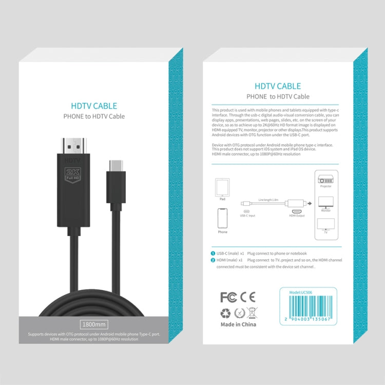UC506 USB-C / Type-C auf HDMI 2K 60Hz HDTV Kabel, UC506