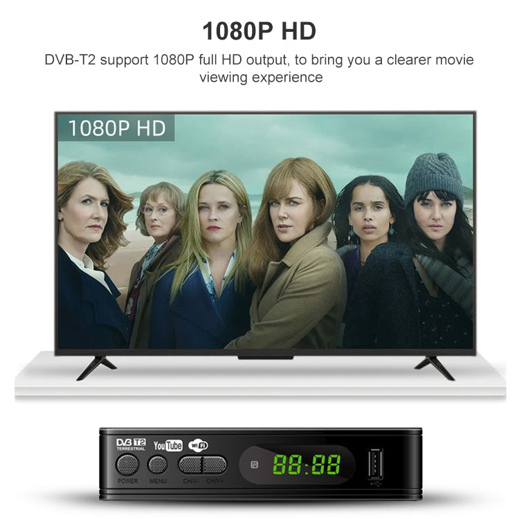 T15-T2 1080P Full HD DVB-TC/C Receiver Set-Top Box, EU-Stecker, TT0189EU, TT0189US