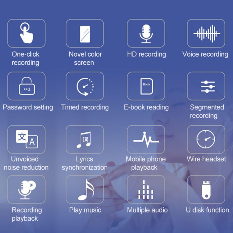Q33 Externer MP3-Sprachsteuerungs-Aufnahmestift mit hoher Auflösung und Rauschunterdrückung, 8G, unterstützt Passwortschutz und One-Touch-Aufnahme, 8G