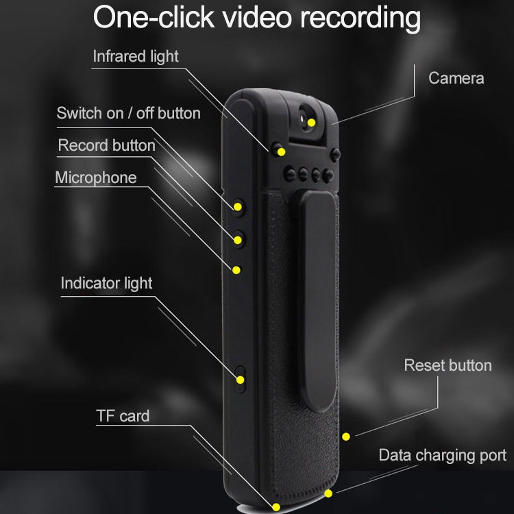 B18 Rückenclip Design 1080P HD-Kameraaufnahme-Stift, unterstützt Bewegungserkennung / Infrarot-Nachtsicht / 180 Grad Rotation Kamera / TF-Karte