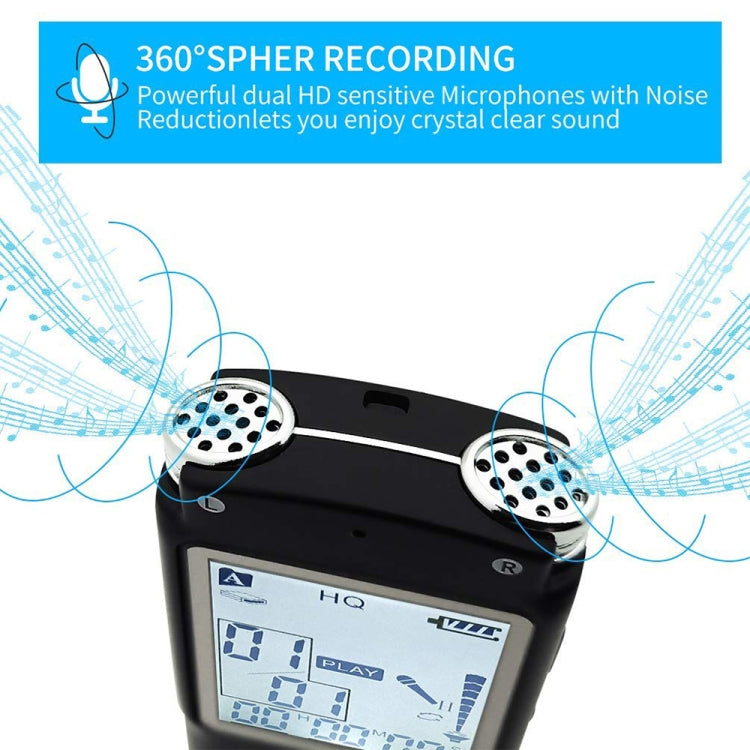 T60 Schwarz-Weiß-Bildschirm HD Rauschunterdrückung Digitales Diktiergerät, 32 GB, Unterstützt MP3/WAV-Format, 32 GB
